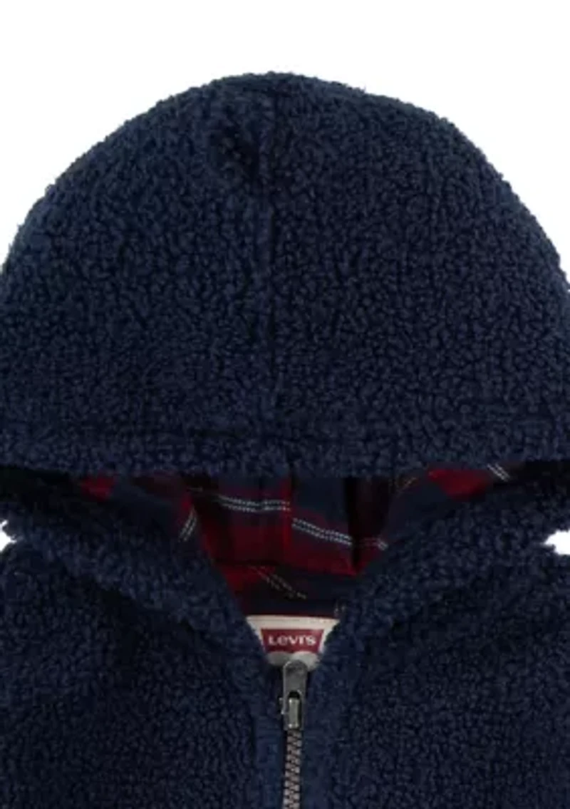 Toddler  Girls Plaid Sherpa Quarter Zip Set