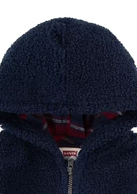 Toddler  Girls Plaid Sherpa Quarter Zip Set