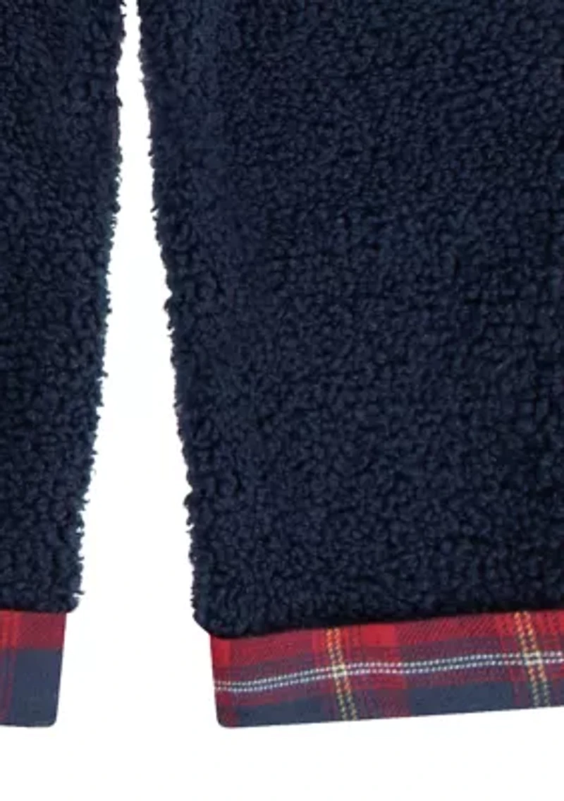 Toddler  Girls Plaid Sherpa Quarter Zip Set