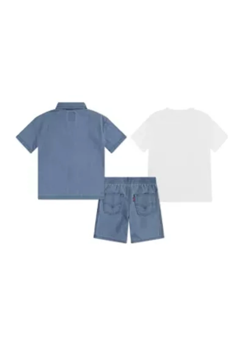 Toddler Boys Three Piece Woven Shorts Set