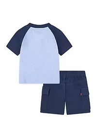 Toddler Boys Raglan Henley Shirt and Shorts Set