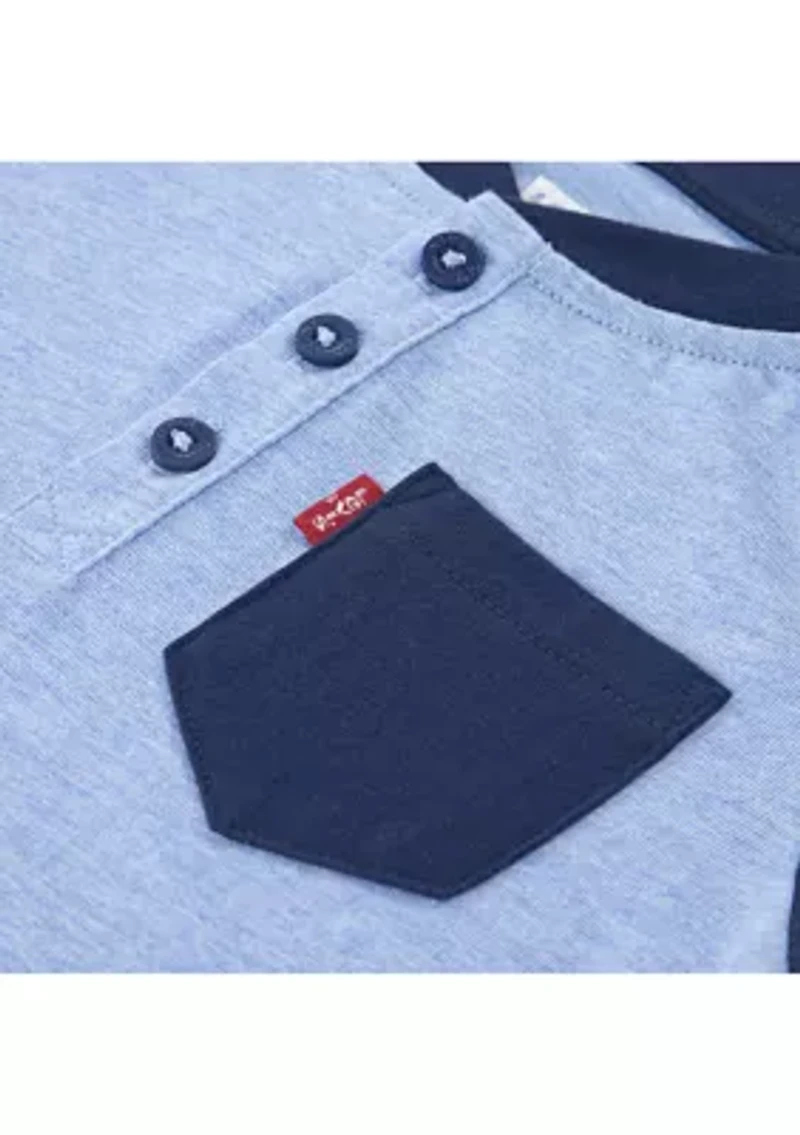 Toddler Boys Raglan Henley Shirt and Shorts Set