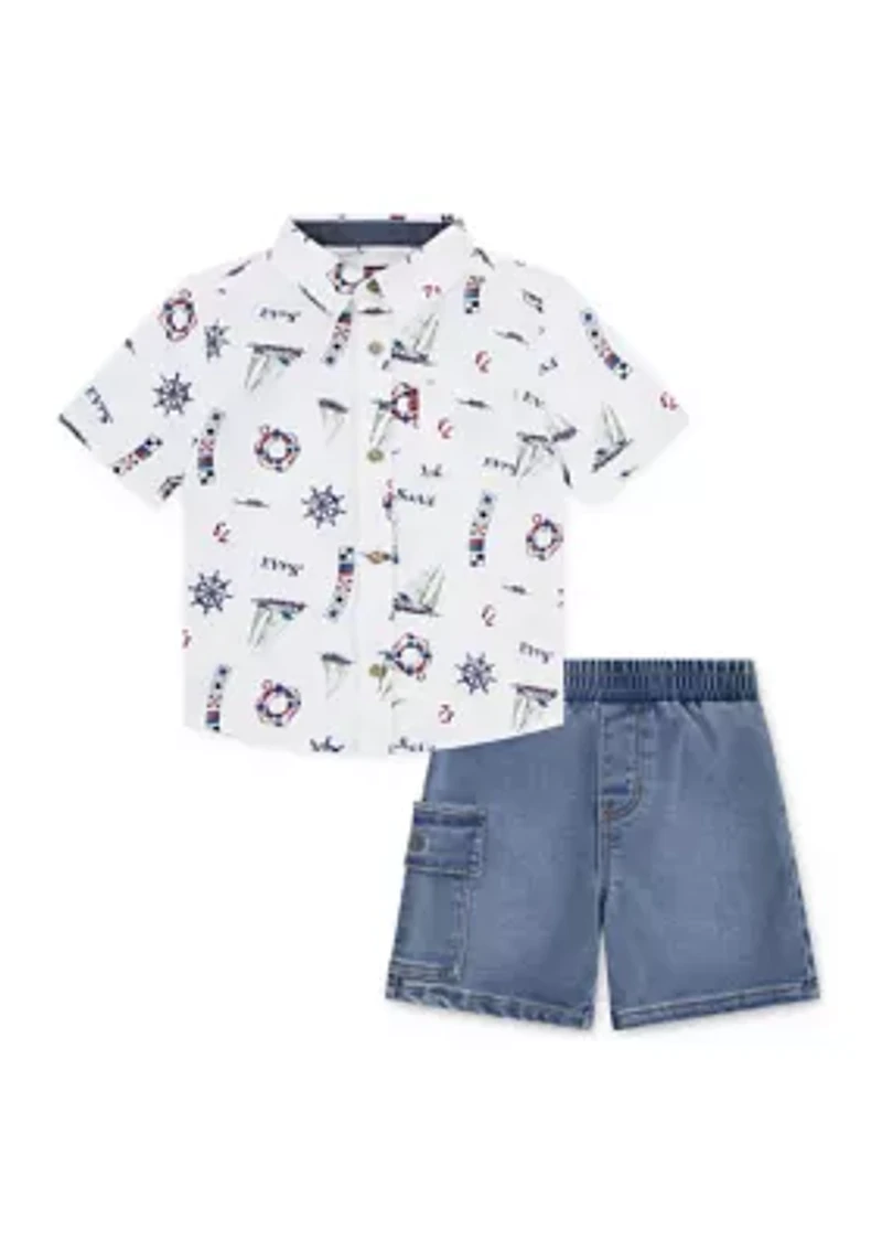 Toddler Boys Sailing rinted Shirt and Shorts Set
