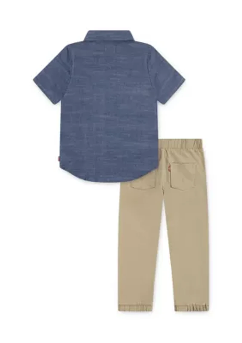 Toddler Boys Chambray Shirt and Joggers Set