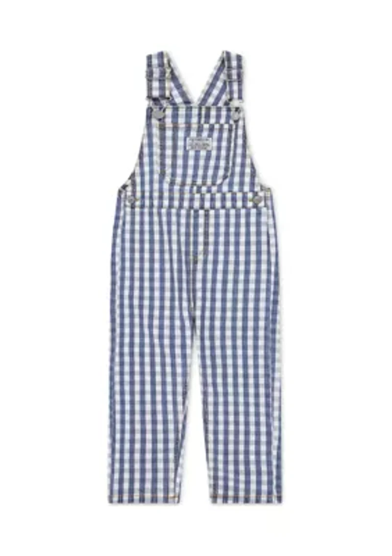 Toddler Boys Gingham Denim Overalls
