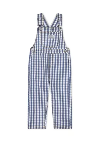 Toddler Boys Gingham Denim Overalls