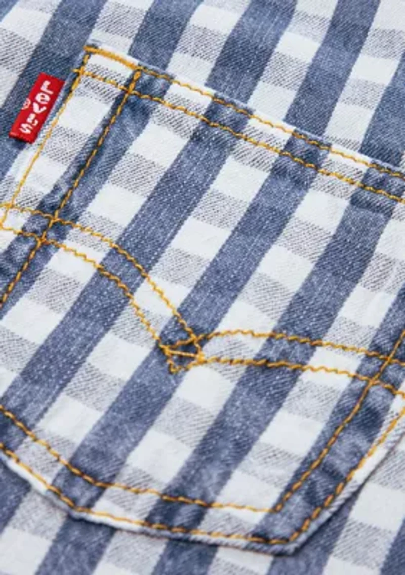 Toddler Boys Gingham Denim Overalls