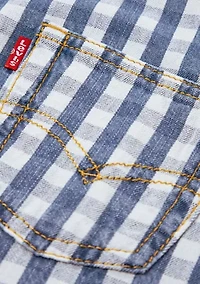 Toddler Boys Gingham Denim Overalls