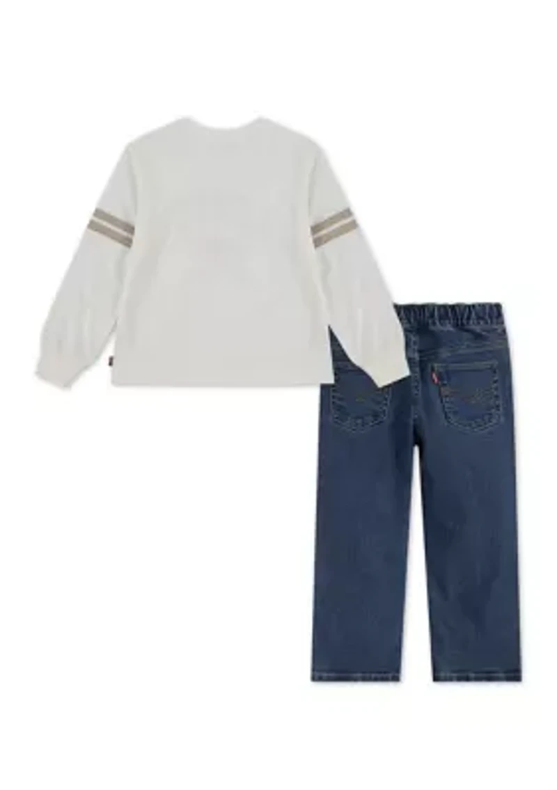 Toddler Boys Football Graphic T-Shirt and Denim Jeans Set