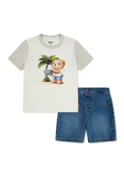 Toddler Boys T-Shirt and Denim Shorts Set