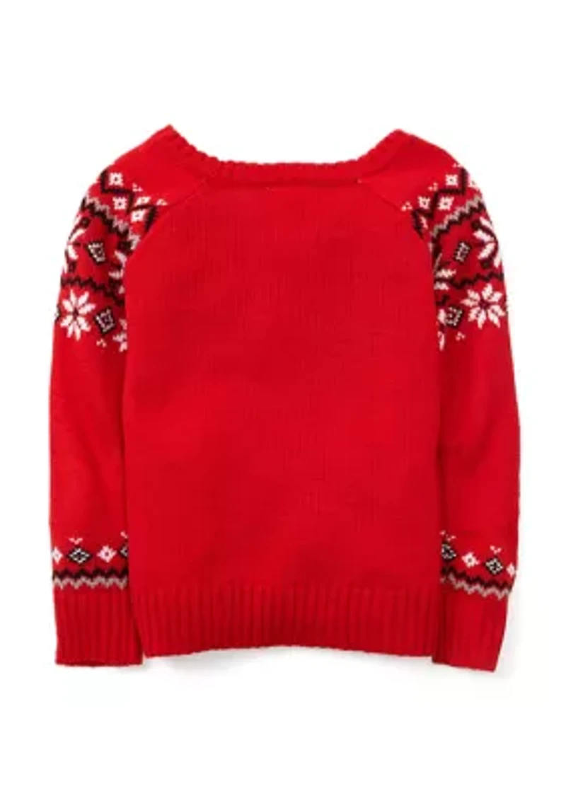 Toddler Girls Printed Sweater with Hat