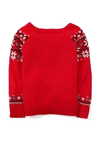 Toddler Girls Printed Sweater with Hat