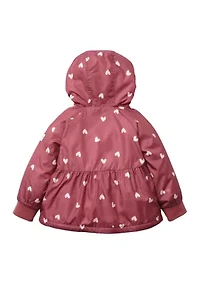 Baby Girls Heart Print Flounce Midweight Jacket