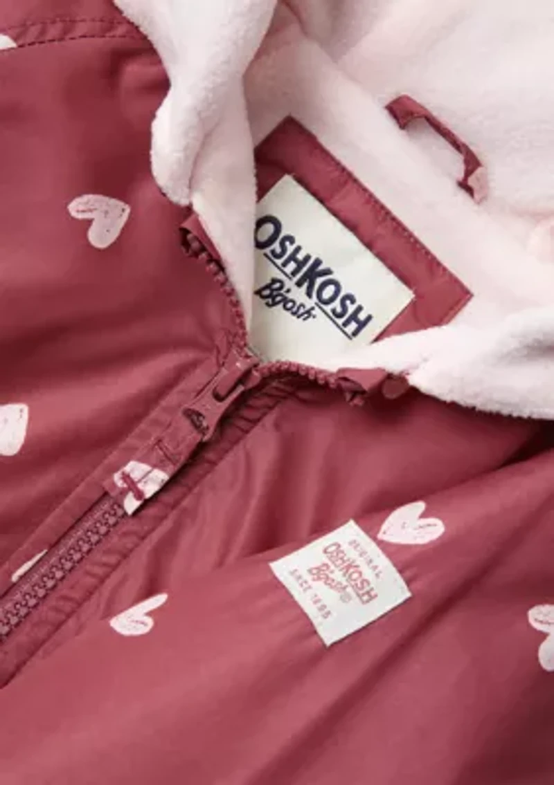 Baby Girls Heart Print Flounce Midweight Jacket