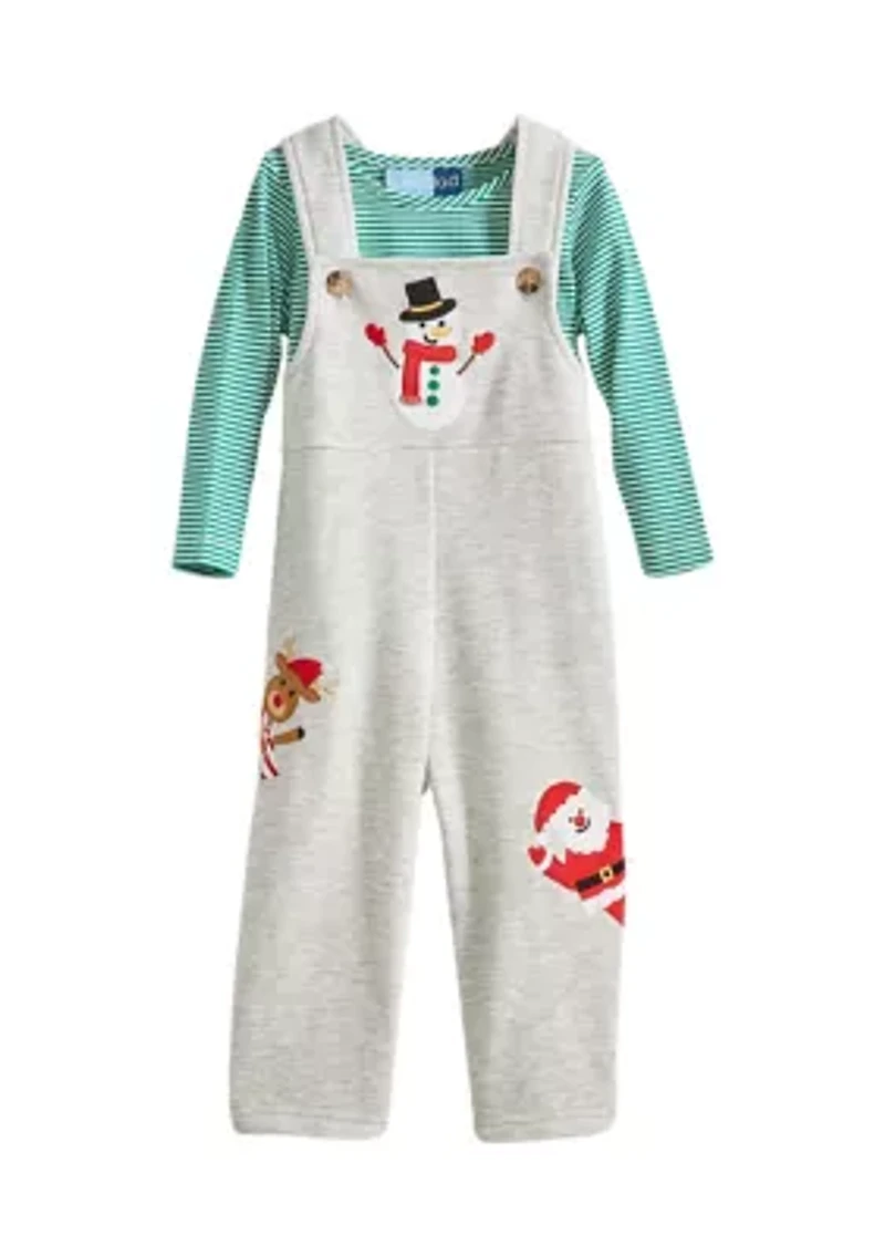 Baby Boys Christmas Appliqué Overall Set