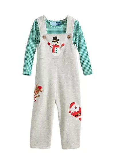 Baby Boys Christmas Appliqué Overall Set