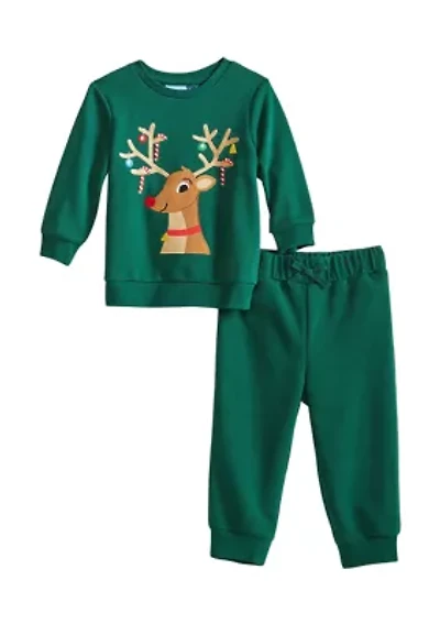 Baby Boys Reindeer Appliqué Jogger Set