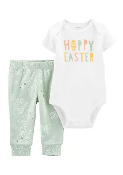 Baby Girls 2-Piece Hoppy Easter Bodysuit Pants Set