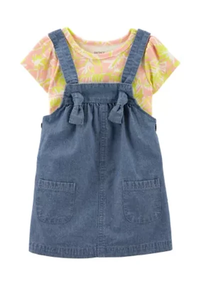 Baby Girls 2-Piece Bodysuit and Chambray Skirtall Set