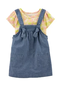 Baby Girls 2-Piece Bodysuit and Chambray Skirtall Set