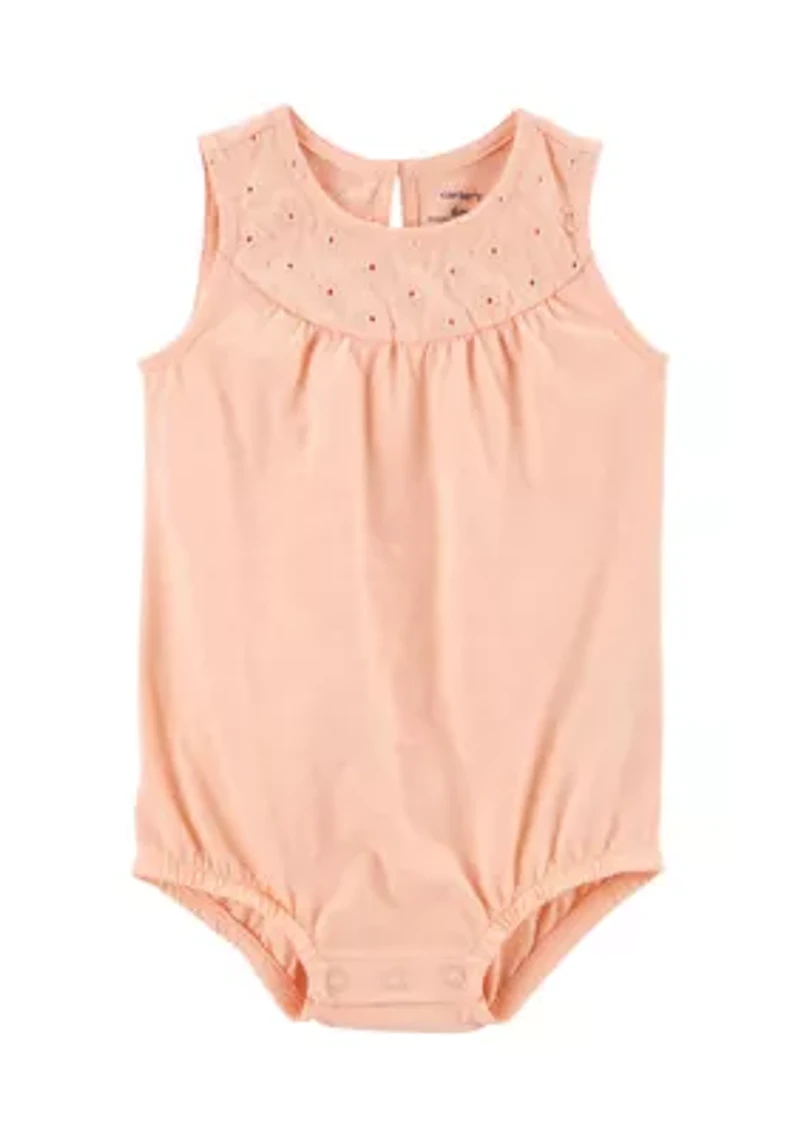 Baby Girls Sleeveless Eyelet Bubble Romper