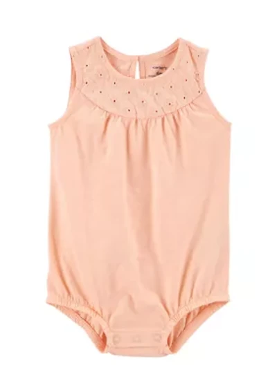 Baby Girls Sleeveless Eyelet Bubble Romper