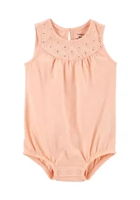 Baby Girls Sleeveless Eyelet Bubble Romper