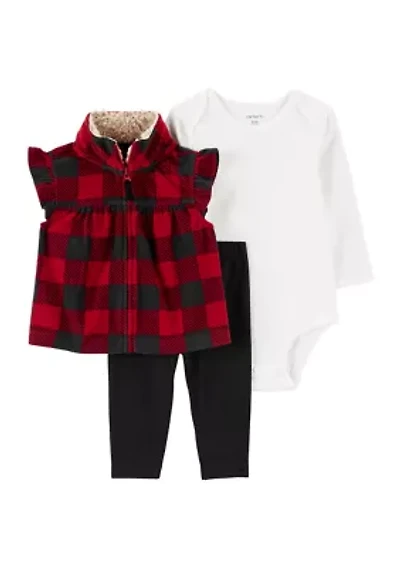 Baby Girls Plaid Vest Set