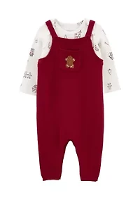 Baby Boys Christmas Overalls Set