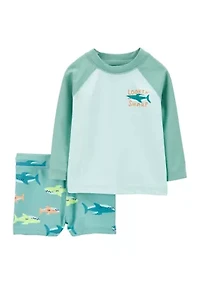 Baby Boys Long Sleeve Shark Swim Rashguard Set