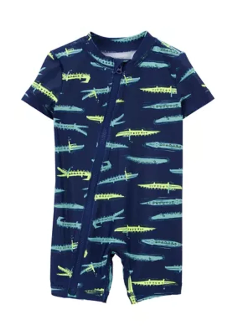 Baby Boys Short Sleeve One Piece Alligator Swimsuit
