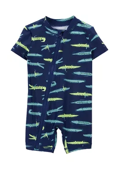 Baby Boys Short Sleeve One Piece Alligator Swimsuit