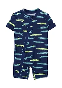 Baby Boys Short Sleeve One Piece Alligator Swimsuit