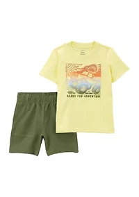 Baby Boys Short Sleeve Monster Truck Graphic T-Shirt and Shorts Set