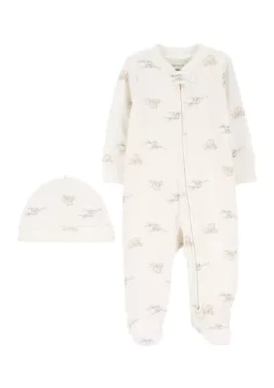Baby Boys One-Piece Pajama and Hat Set