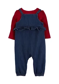 Baby Girls Denim Overalls Set