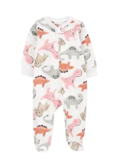 Baby Girls Microfleece Printed Footie Pajamas