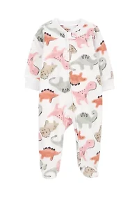 Baby Girls Microfleece Printed Footie Pajamas