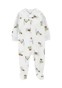 Baby Boys Microfleece Printed Footie Pajamas