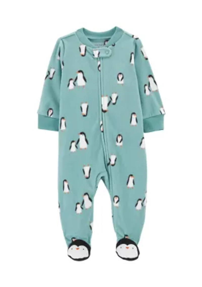 Baby Girls Microfleece Printed Footie Pajamas
