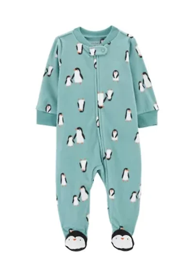 Baby Girls Microfleece Printed Footie Pajamas