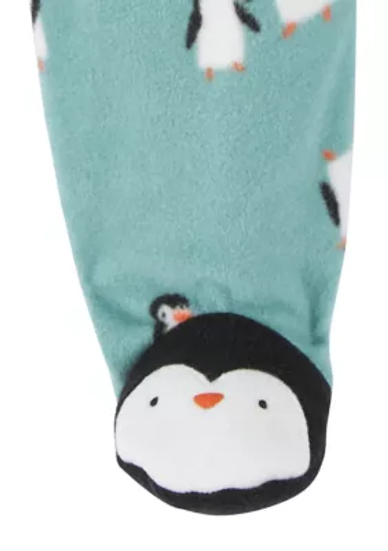 Baby Girls Microfleece Printed Footie Pajamas