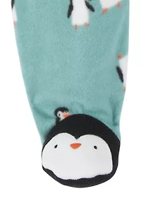 Baby Girls Microfleece Printed Footie Pajamas
