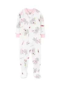 Baby Girls Elephant Printed Thermal Footie Pajamas