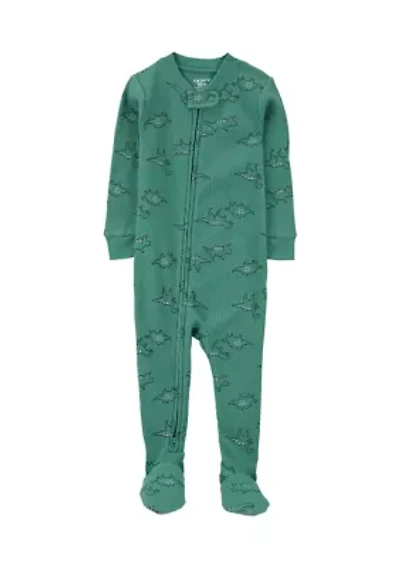 Toddler Boys Dinosaur Printed Thermal Footie Pajamas