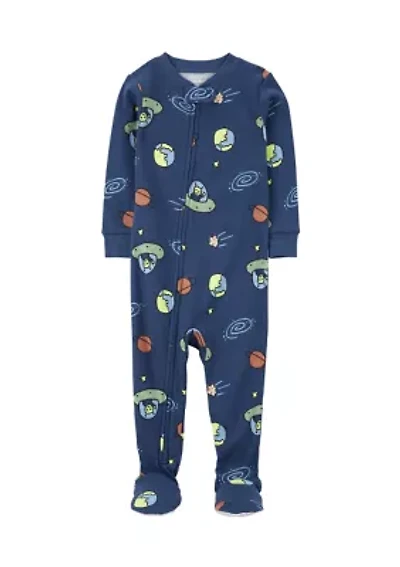 Baby Boys Space Printed Footie Pajamas