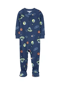 Baby Boys Space Printed Footie Pajamas