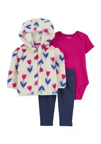 Baby Girls 3 Piece Jacket and Bodysuit Set