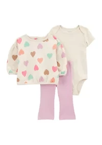Baby Girls 3 Piece Bodysuit and Printed Pullover Set