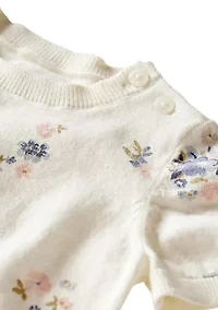 Baby Girls Printed Sweater Knit Top and Bubble Shorts Set